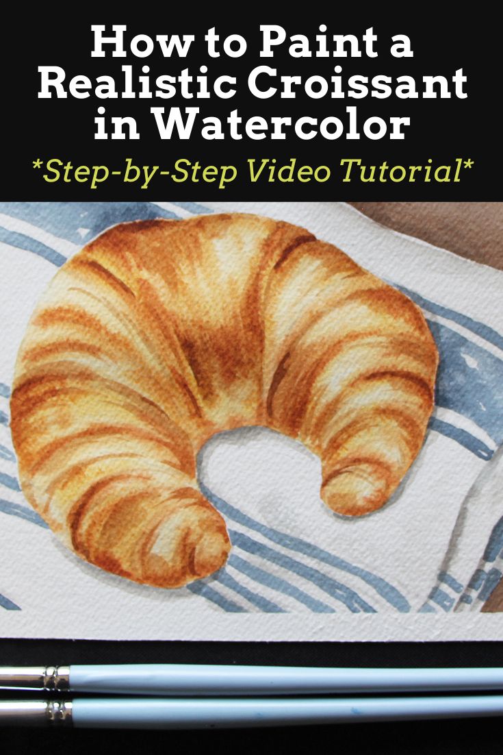 a book with an image of a croissant on it and the title how to paint a realistic croissant in watercolor