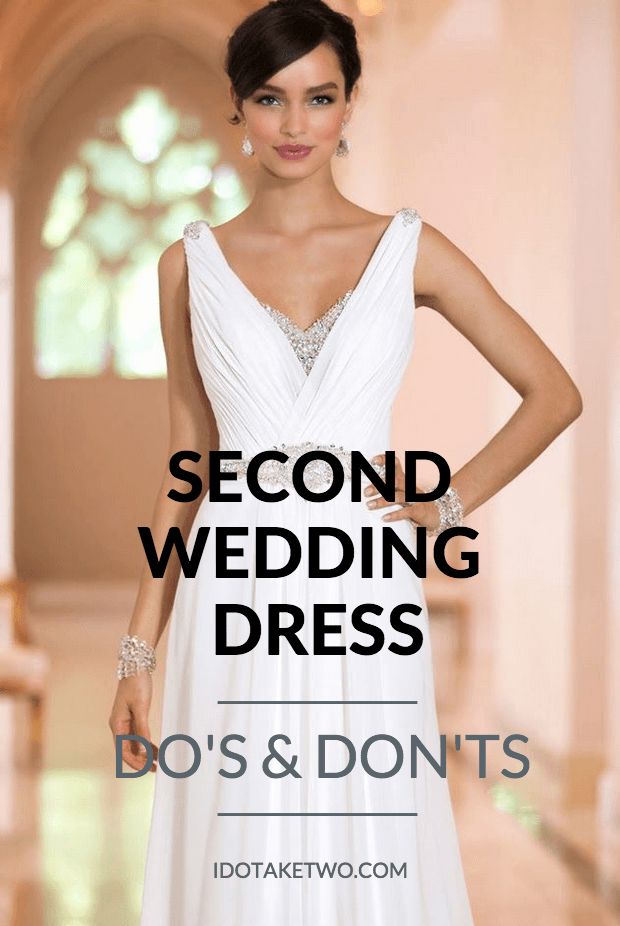 a woman in a white dress with the words second wedding dress do's and don'ts