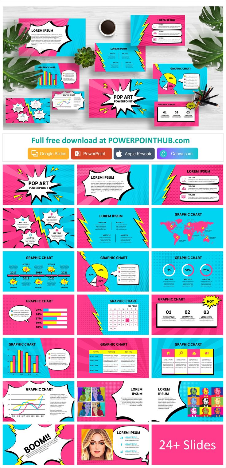 Free download the template is designed with blue and pink in pop art style. This template works with Google Slides , Canva , PowerPoint and Keynote. Pop Art Presentation, The Office Decor, Canva Powerpoint, Cute Powerpoint Templates, Best Presentation Templates, Art Presentation, Creative Powerpoint Presentations, Web Design Websites, Infographic Layout