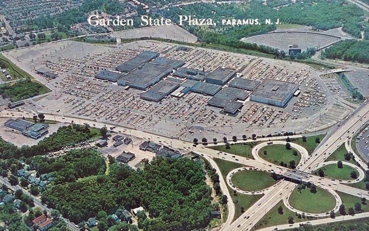 an aerial view of a large parking lot