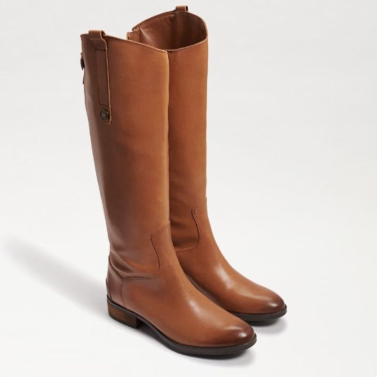 Sam Edelman Penny2 Wide Calf Leather Riding Boot Our Wide-Leg Leather Riding Boot, Penny, Adds Luxe Equestrian Chic To Any Outfit With Its Sleek, Timeless Silhouette. This Universally-Flattering Style Features A Pull-On Tab And Back Zipper Closure For Comfort And Ease. Pair The Extended-Shaft Classic Boot With Jeans And A Blazer Now Or Bare Legs And A Tailored Dress Later For Unstudied Preppy Elegance. Wide Calf Leather Riding Boot Special Details: Snap Detailing, Zipper Up Back Of Leg, Extended Tan Riding Boots, Timeless Boots, Equestrian Chic, Sam Edelman Boots, Womens Riding Boots, Fantastic Shoes, Tall Riding Boots, Zipper Boots, Riding Boot