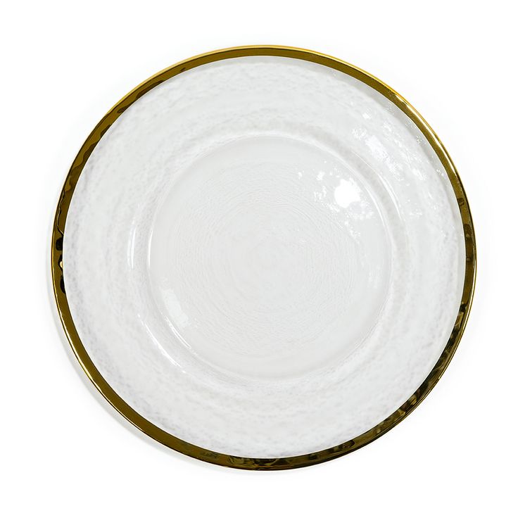 a white and gold plate on a white background