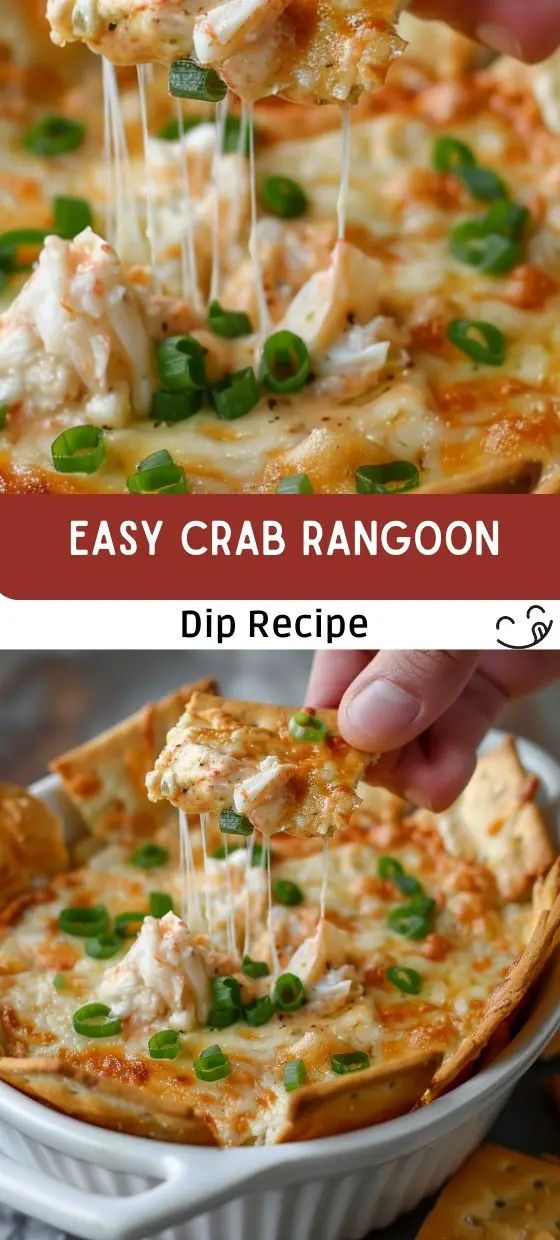 two images showing how to make crab rangoon dip recipe