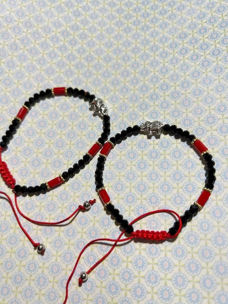 Good Luck Elephant Charm Red & Black Bracelet - Etsy Croatia Mexican Bracelets, Pulseras Ideas, Good Luck Elephant, Valley City, Black Bracelet, Elephant Charm, Black Bracelets, Serbia, Good Luck