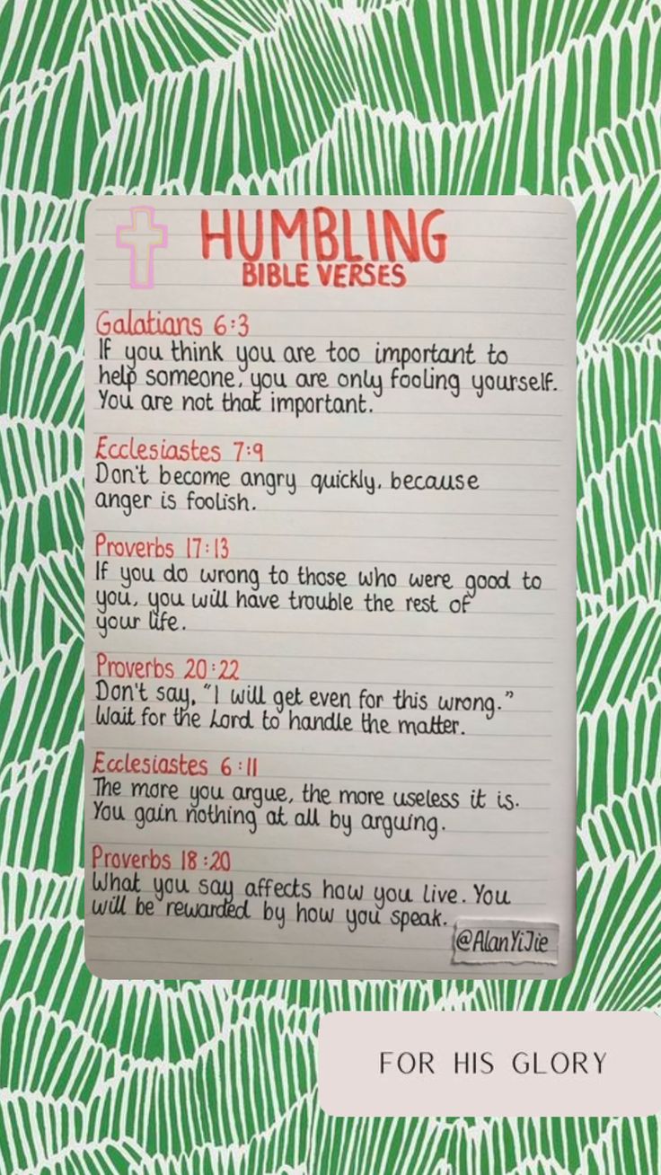 a piece of paper with writing on it that says, humbling bible verses