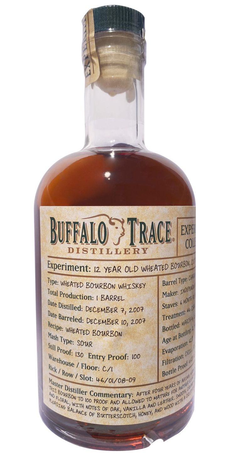 a bottle of buffalo trace is shown on a white background with an old fashioned label