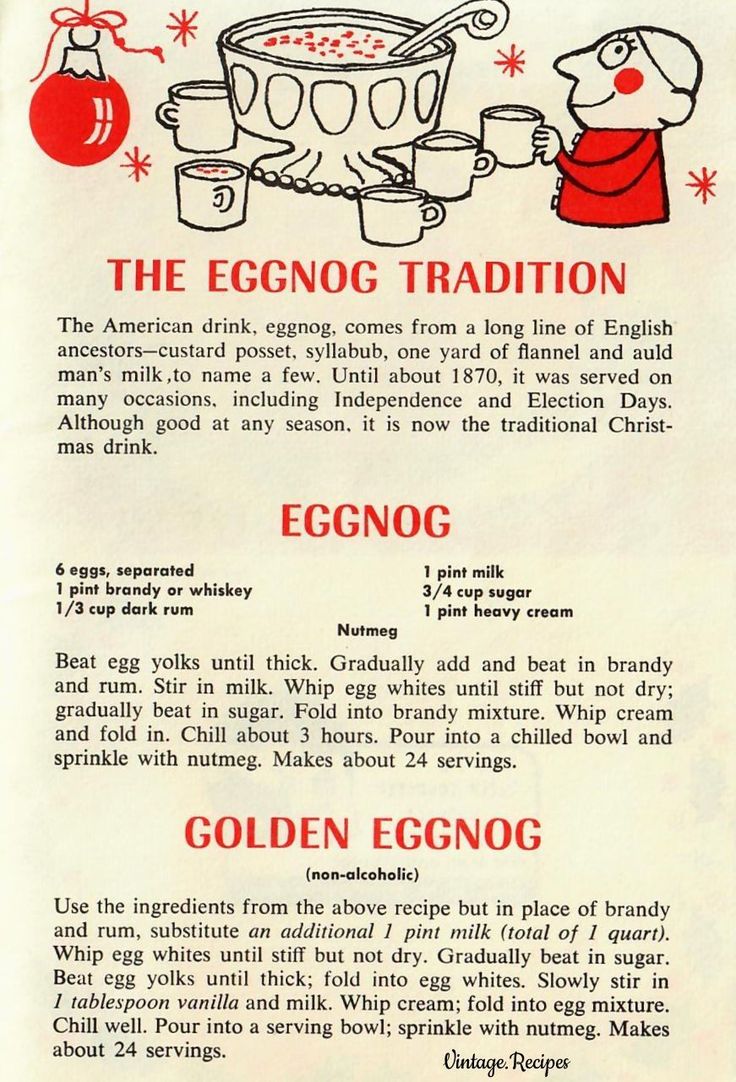 an old recipe for eggnog is shown