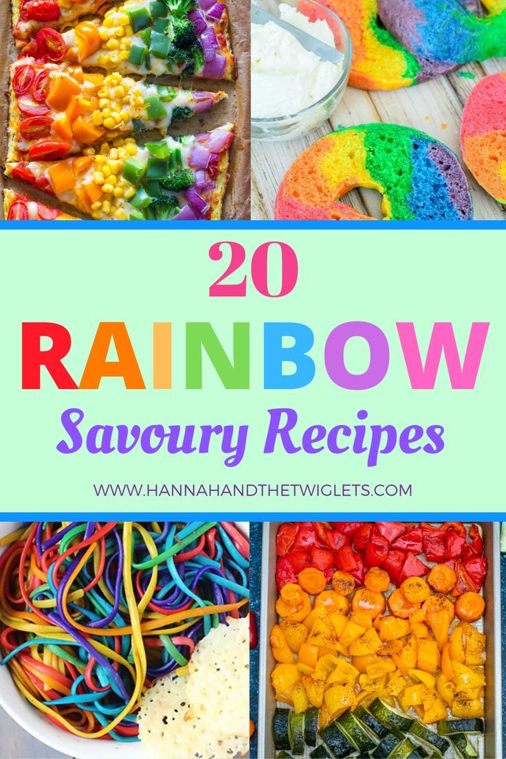 rainbow savory recipes with text overlay reading 20 rainbow savory recipes