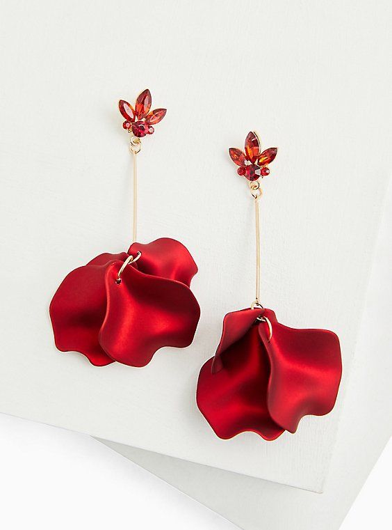 These beautiful earrings end in a collection of petals making these drop earrings a standout for any occasion. Post backs. Base metal. Imported. The best plus size women's red floral petal drop statement earrings in red. Torrid is your destination for cozy fall and winter clothes to keep you warm and comfortable. Red Flower-shaped Earrings For Party, Red Floral Earrings For Party, Red Flower Shape Earrings For Party, Red Flower-shaped Party Earrings, Red Flower Shaped Party Earrings, Valentine's Day Red Flower Party Earrings, Red Elegant Flower Earrings For Valentine's Day, Elegant Red Flower Earrings For Valentine's Day, Elegant Red Flower Earrings For Party