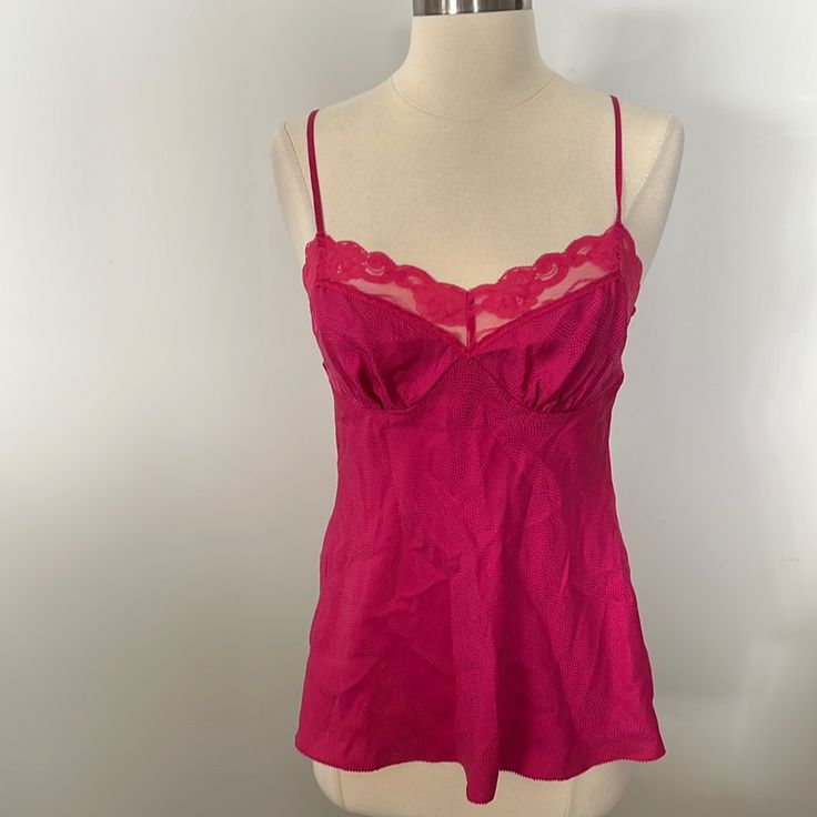 Magenta Pink Silk And Lace Camisole.Nwt. Size Small Silk And Lace, Silk Camisole, Lace Camisole, Magenta Pink, Trina Turk, Pink Silk, Womens Tops, Silk, Lace