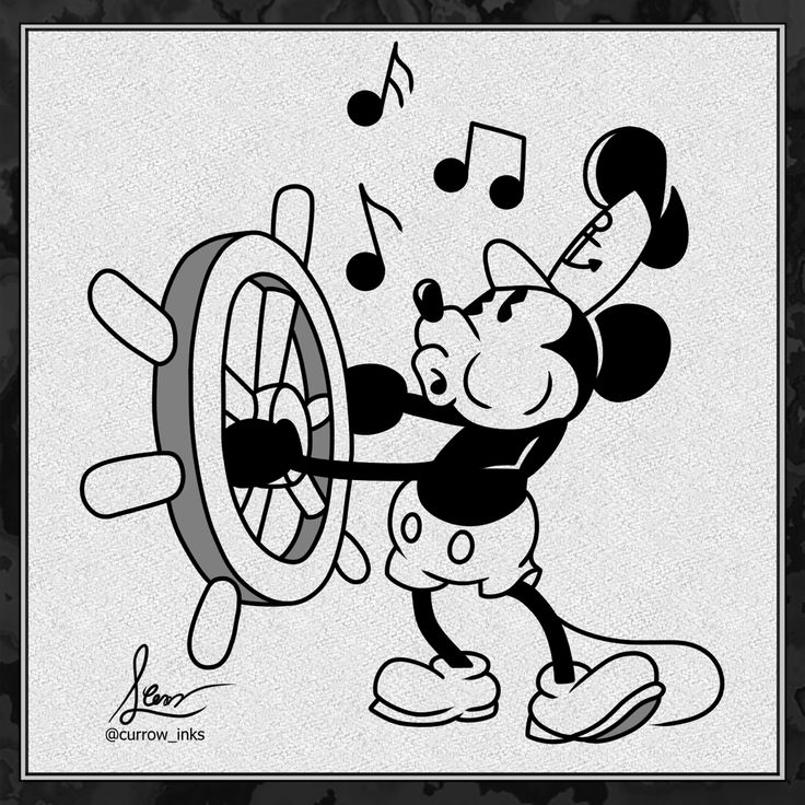 mickey mouse holding a fan with music notes coming out of it