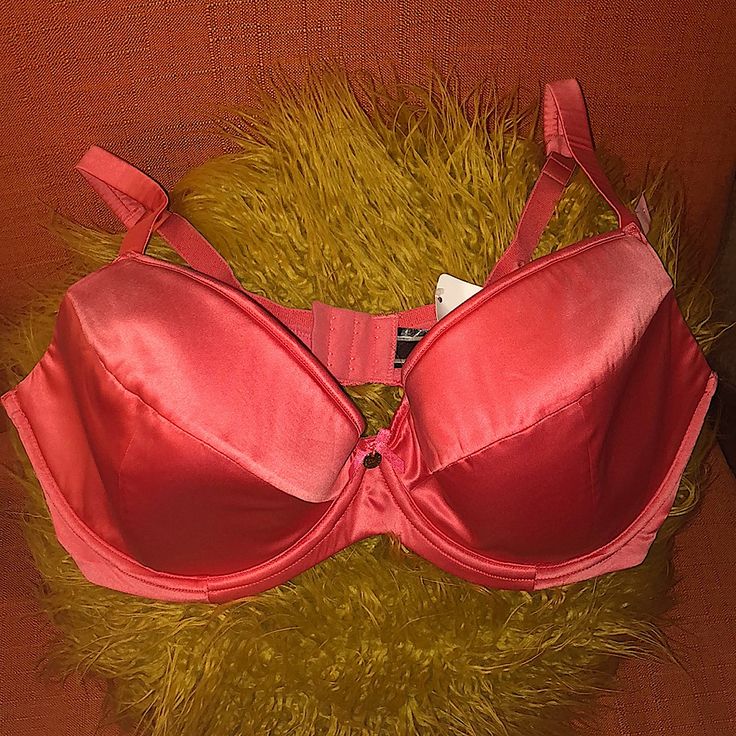 Color: Coral, 2 Hook Closure, Satin Uk 38ff = 38h Pink Underwire Bra For Party, Pink Underwire Bra For Night Out, Pink Party Bra With Lined Body, Pink Lined Bra For Party, Pink Full Cup Padded Bra, Pink Full Cup Bra With Padded Cups, Pink Lined Bra For Night Out, Pink Lined Body Bra For Night Out, Party Pink Bra With Padded Cups