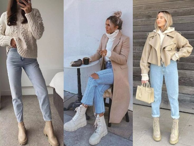 Nude Combat Boots Outfit, Beige Combat Boots Outfit, Combat Boots Outfit Winter, White Combat Boots Outfit, Cream Boots Outfit, Beige Boots Outfit, Biker Boots Outfit, Combat Boot Outfits, Outfit Botas