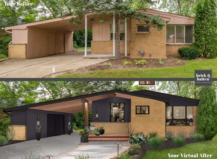 before and after photos of a house in the suburbs