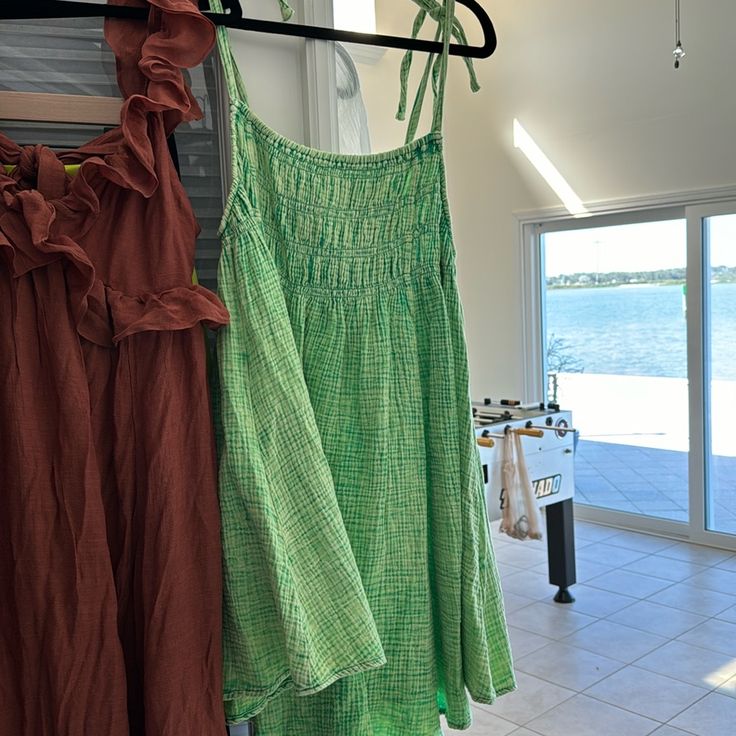 So Cute Worn Once! Green Lined Summer Midi Dress, Green Lined Midi Dress For Summer, Summer Green Lined Midi Dress, Green Midi Sundress For Brunch, Green Sundress For Casual Occasions, Green A-line Midi Dress For Beach, Green A-line Midi Dress For The Beach, A-line Green Midi Dress For The Beach, Casual Green Dress For Vacation