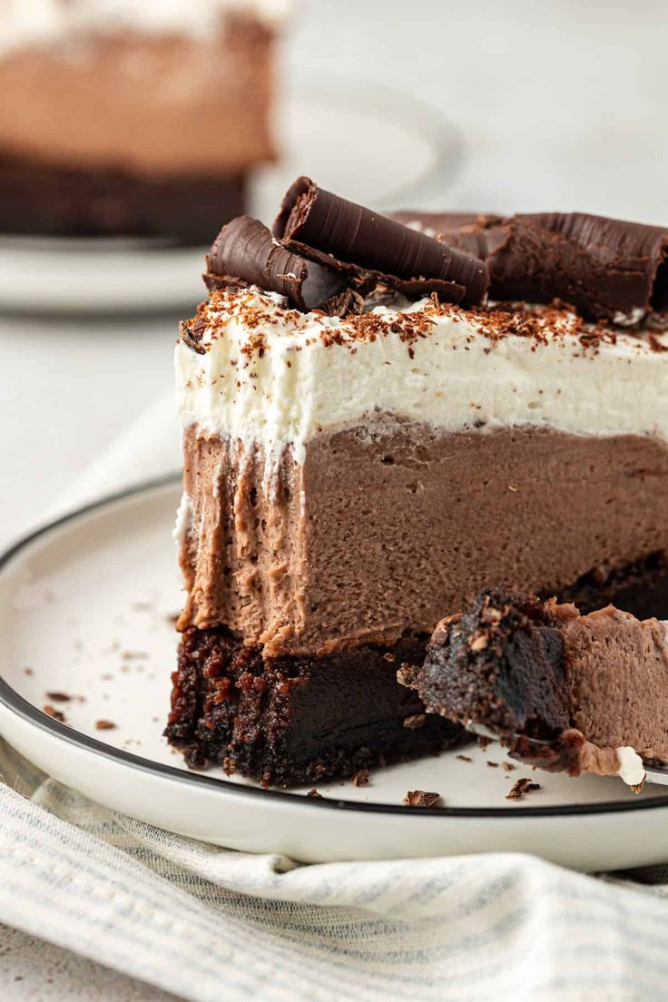 a piece of chocolate cake on a plate