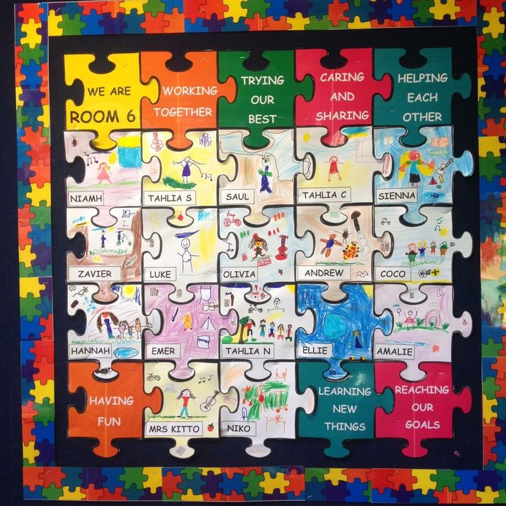 a colorful puzzle with words and pictures on it