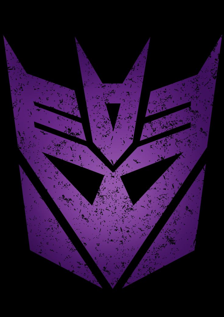 an image of a purple and black transformer logo on a black background with grungy edges