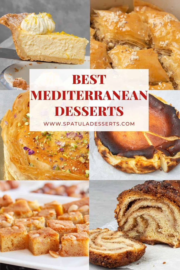 different types of mediterranean desserts with text overlay that reads best mediterranean desserts