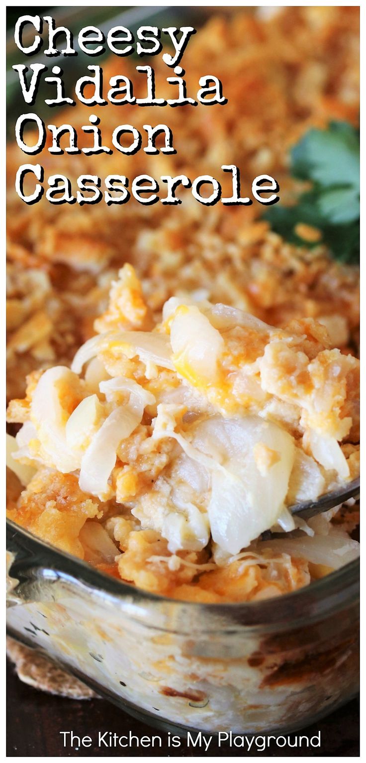 cheesy virginia onion casserole in a glass dish