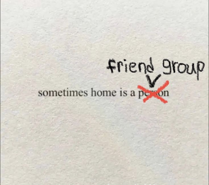 a piece of paper with the words friend group written in red and black on it