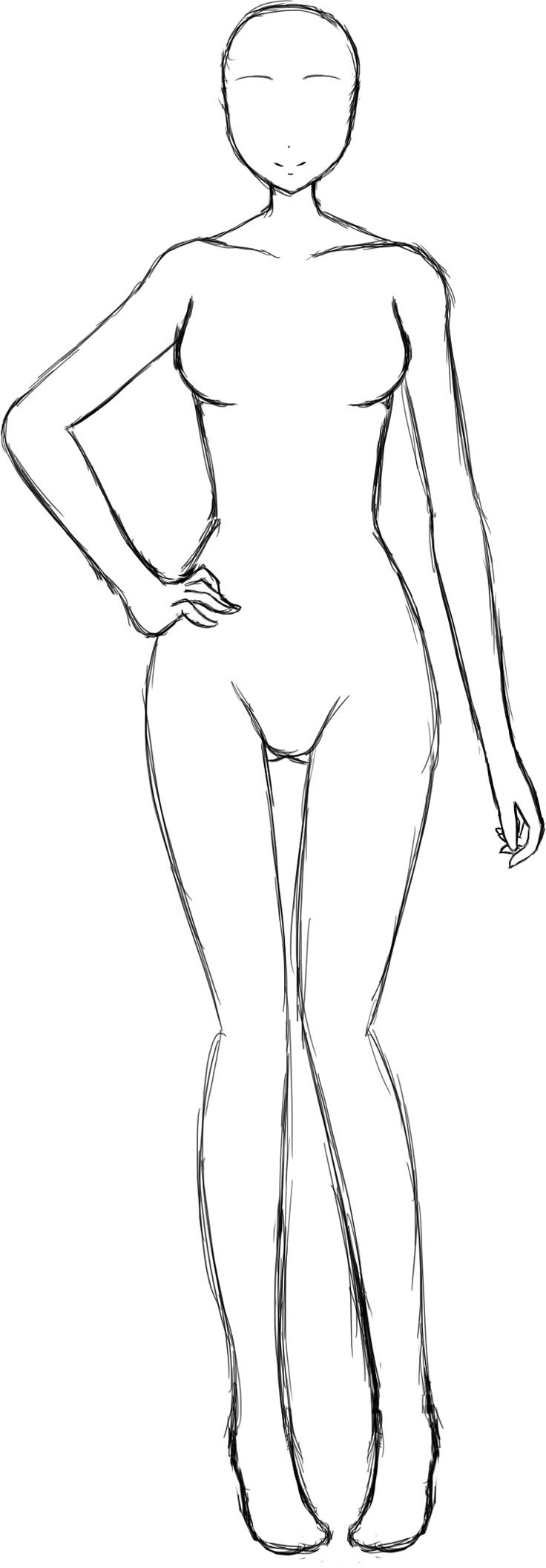 a drawing of a woman's body with her hands on her hips