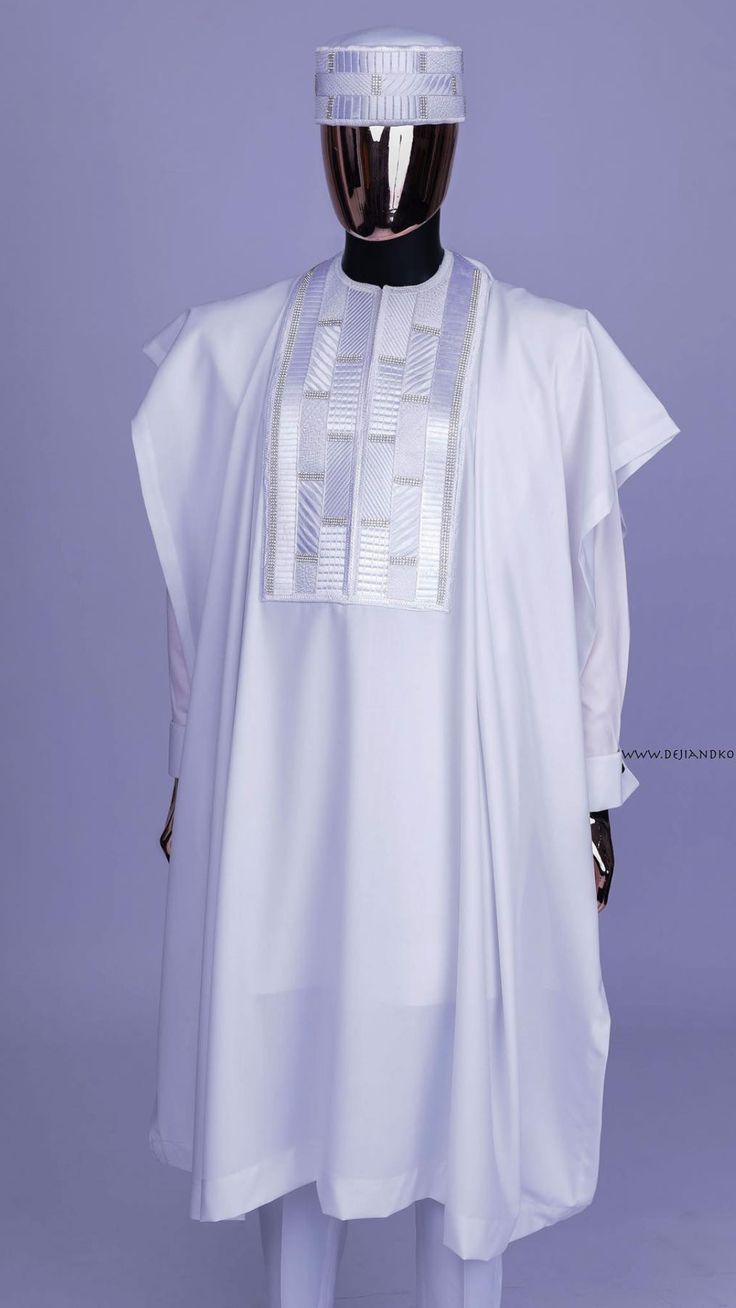 Mens Native Wears Nigeria, White Agbada Styles Men, Men Agbada Styles, Latest Agbada Designs, Big Gown, Agbada Styles Men, Agbada Designs For Men, Lines Embroidery, Agbada Design