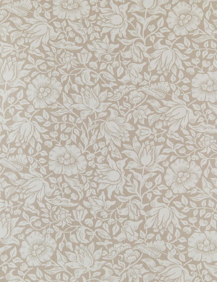 a beige and white wallpaper with flowers on it