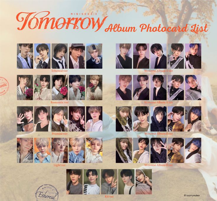 the poster for tomorrow album photocard list