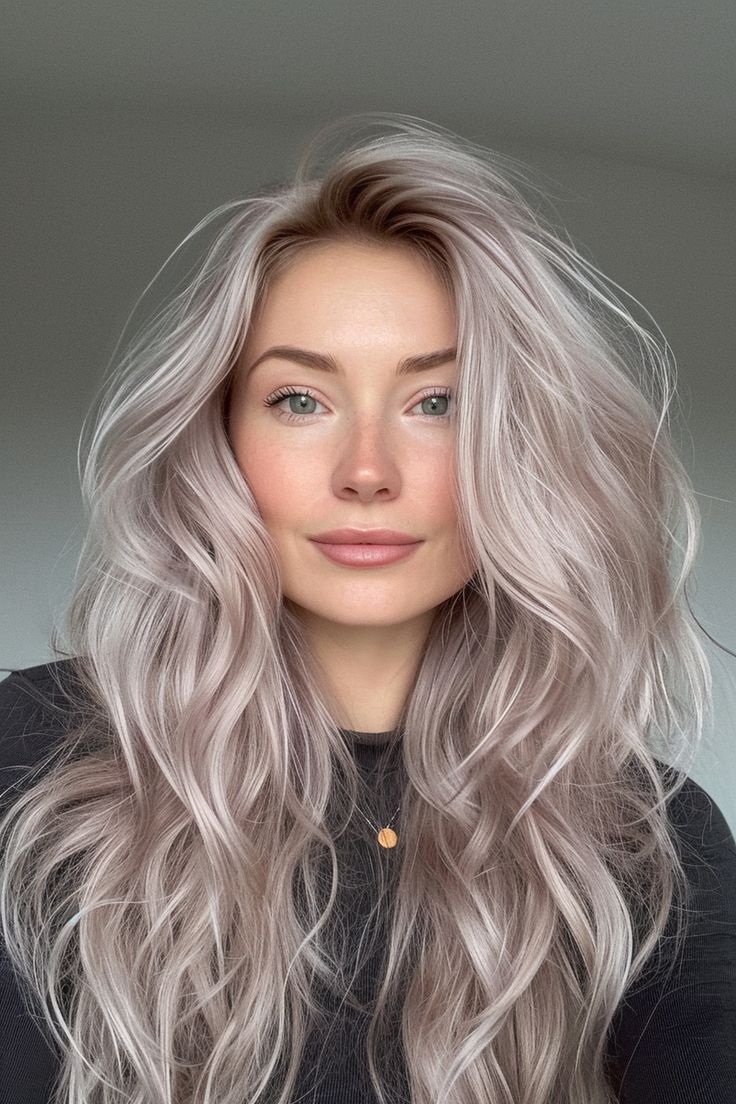 Smoky Gray Hair Color, Hair Colors For Soft Summer, Gray Blonde Hair Balayage, Silver Toned Blonde Hair, Smoky Hair Color, Silver Dyed Hair, Hair Colour Ideas For Blondes, Silver Balayage Hair, Silver Blonde Balayage