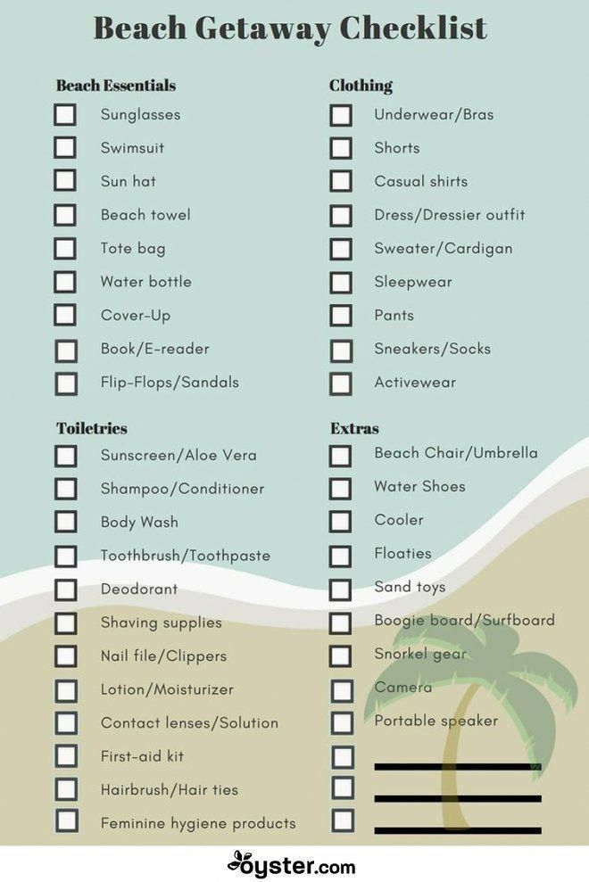 the beach getaway checklist is shown