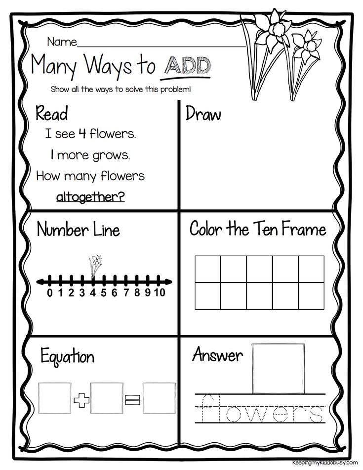 the worksheet for adding numbers to ten frames is shown in black and white