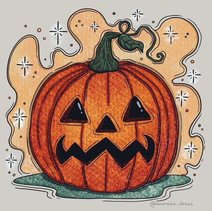 a drawing of a jack o lantern