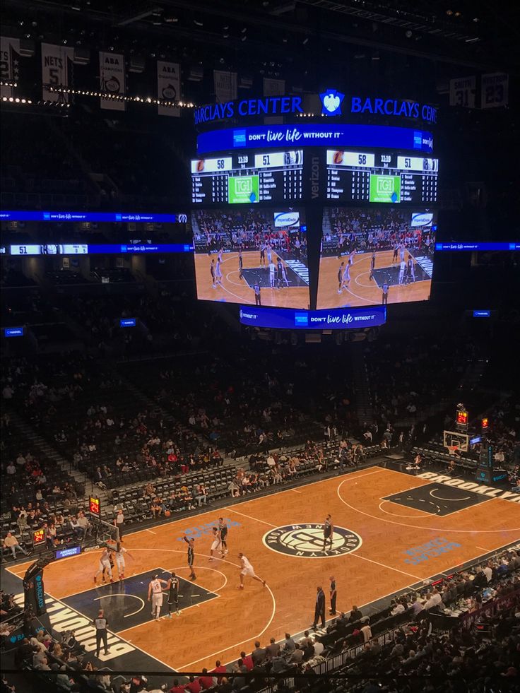 a basketball game is being played at the barclays center in london, united kingdom