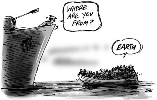 a cartoon depicting a boat with people in it and the caption that says, what do you think?