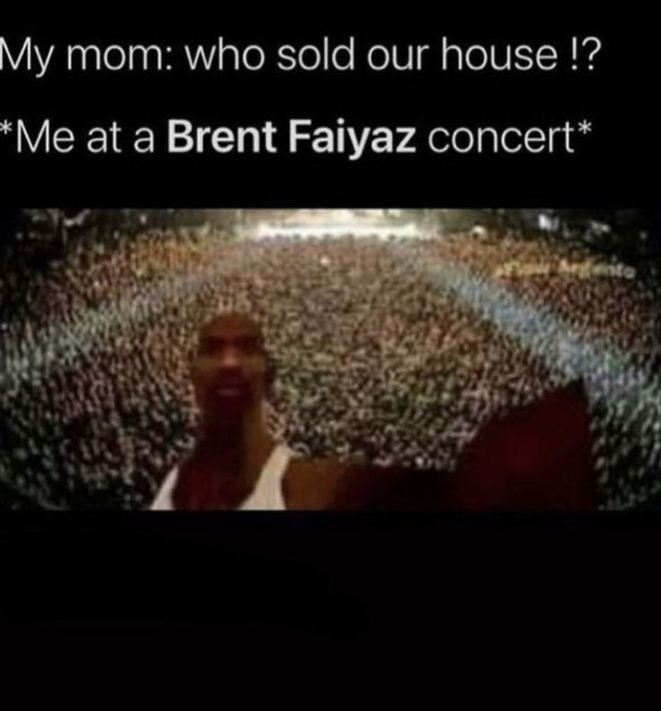 an image of a man in front of a crowd with the caption mom who sold our house? me at a jhene alko concert