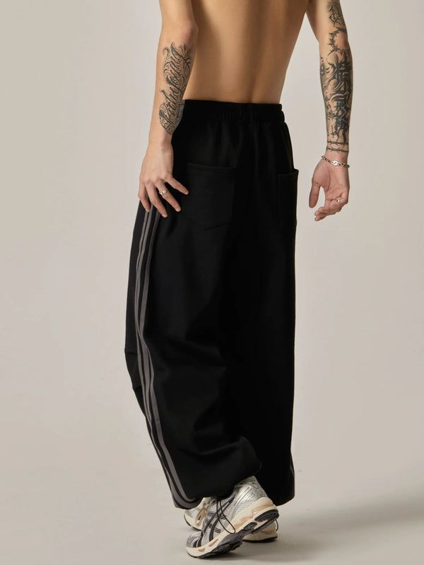 Men Pants Casual Wide-leg Pants With Vertical Stripes, Casual Wide Leg Ankle-length Striped Pants, Casual Wide-leg Vertical Stripes Pants, Casual Ankle-length Wide Leg Pants With Vertical Stripes, Casual Wide Leg Bottoms With Vertical Stripes, Casual Ankle-length Pants With Vertical Stripes, Casual Ankle-length Bottoms With Vertical Stripes, Casual Wide Leg Bottoms With Striped Hem, Casual Wide Leg Pants With Vertical Stripes