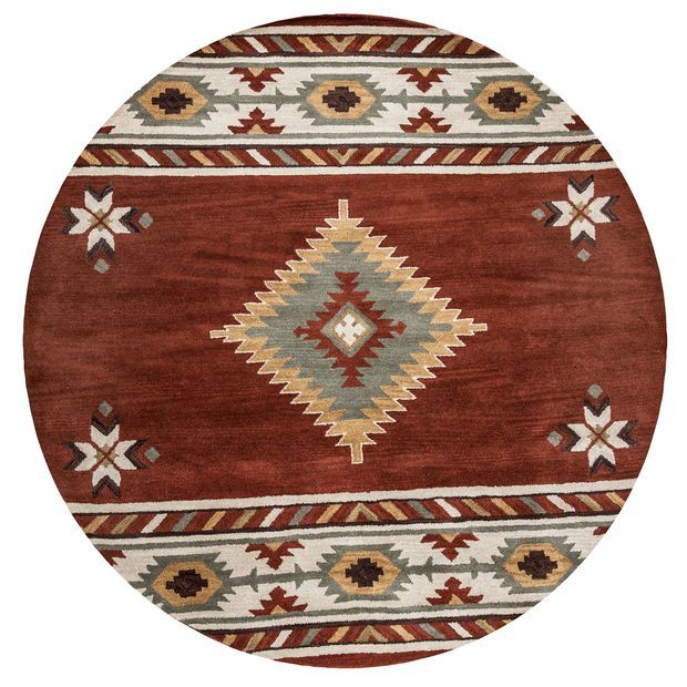 a round rug with an abstract design on it