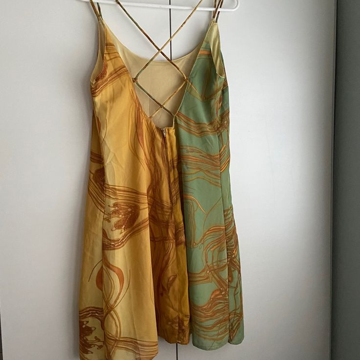 Beautiful Boho Slip Dress With Cross Straps *New* * Brand New * Size : L ( 14 ) Never Worn, Beautiful , Unique , Boho , Flowy , Breathable, Slip Dress, Vintage Aesthetic, Art , Flower ** Closet Clean Out ** Discounting On Bundles Yellow Sundress With Tie Back, Yellow Tie Back Sundress, Orange Printed Mini Dress, Yellow Tie-back Sundress, Yellow Tie Back Mini Dress For Vacation, Yellow Summer Mini Dress With Tie Back, Orange Summer Dress With Tie Back, Printed Orange Mini Dress, Orange Sundress With Tie Back