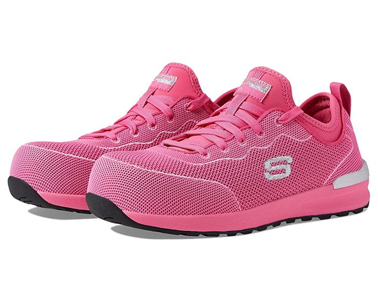 SKECHERS Work Bulkin - Balran Comp Toe - Women's Shoes : Hot Pink : Get the job done right in the SKECHERS Work Bulkin Balran Comp Toe. These safety sneakers are constructed with a lace-up closure, padded collar and tongue, composite non-metallic safety toe, uppers made with durable mesh fabric for breathability, removable memory foam comfort insole and a flexible rubber outsole for traction and ultimate versatility. Composite toe rated ASTM F2412/2413-2011 I/75 C/75, ASTM F2413-05 Electrical Ha Slip-resistant Lace-up Mesh Sneakers, Casual Training Sneakers With Shock Resistance, Shock Resistant Synthetic Sneakers For Running, Shock-resistant Synthetic Sneakers For Running, Shock-resistant Synthetic Running Sneakers, Functional Training Sneakers With Reinforced Toe, Shock Resistant Low-top Sneakers For Safety, Impact-resistant Low-top Sneakers For Running, Impact Resistant Low-top Sneakers For Running