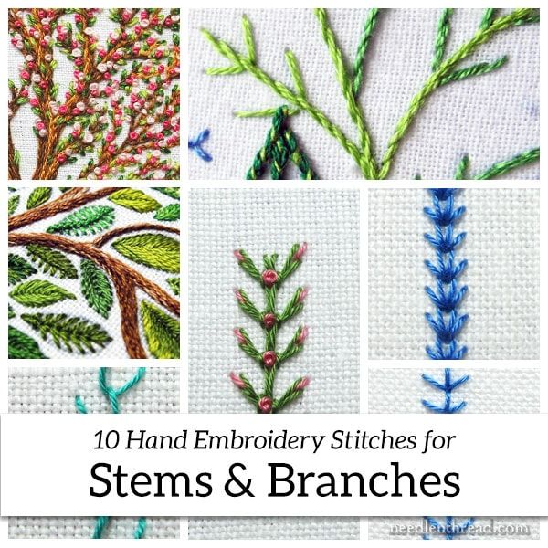 10 hand embroidery stitches for stems and branches