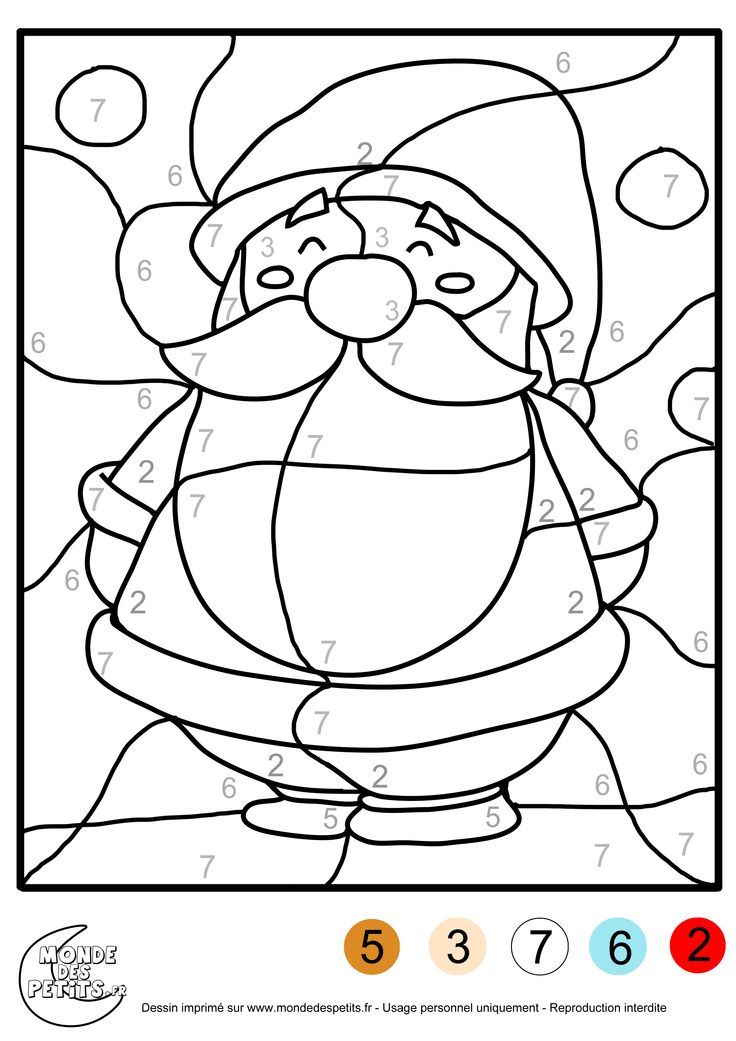 santa claus coloring page with numbers to 10 and the number one on it's left side