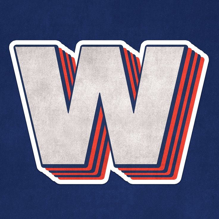 the letter w is made up of red, white and blue strips on a blue background