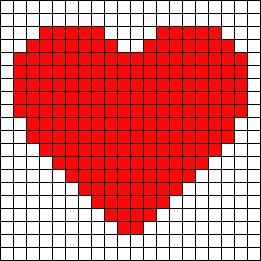 a cross stitch pattern with a red heart on it's center and numbers in the middle