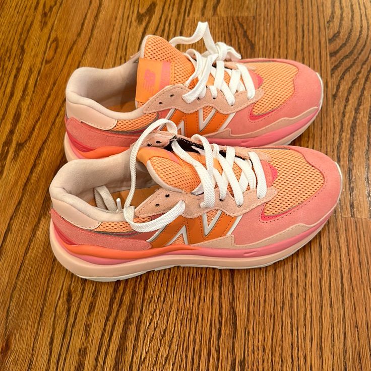 Brand New. Never Been Worn Pink And Orange Sneakers, Spring New Balance Lace-up Running Shoes, New Balance Spring Running Shoes Lace-up, Pink Low-top Sneakers, Pink New Balance Sneakers With Rubber Sole, New Balance Pink Sneakers With Rubber Sole, Pink New Balance Running Shoes With Rubber Sole, New Balance Sneakers With Boost Midsole For Spring, Pink New Balance Sneakers With Branded Insole