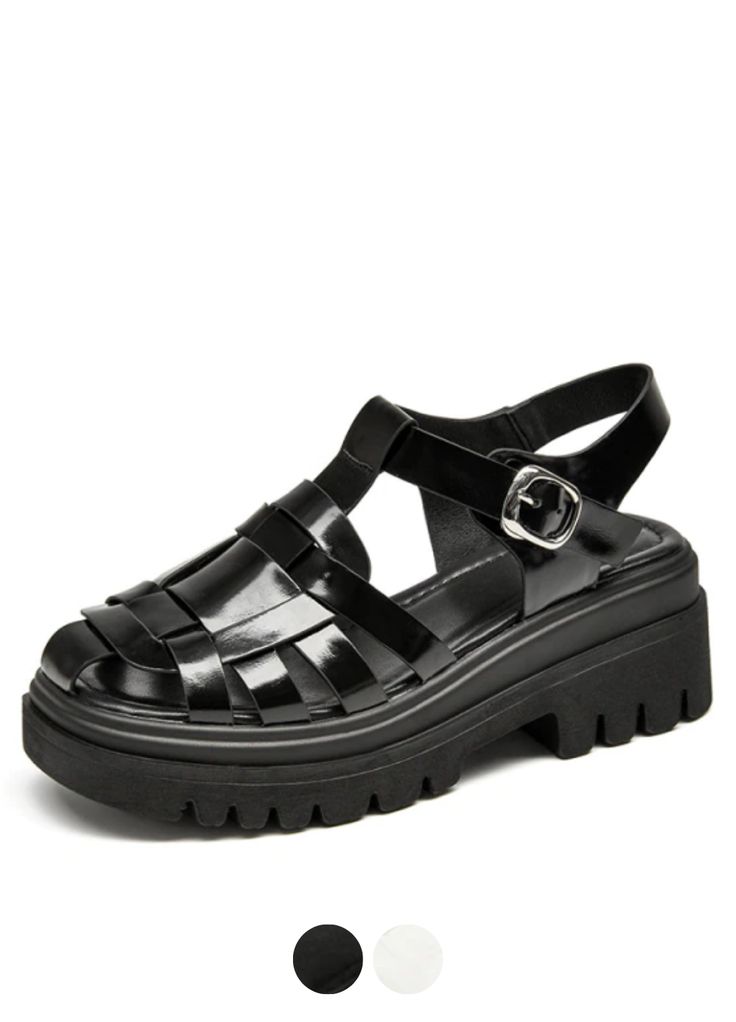 • Upper Material: Genuine Leather• Heel Height: High (5cm-8cm)• Occasion: casual• Lining Material: Synthetic• Clasp Type: buckle strap• Fit: Fits true to size, take your normal size• Insole material: MICROFIBER• Heel Height: 6.5cm• Import Product Black Sandals With Metal Pin Buckle For Spring, Black Closed Toe Sandals With Metal Pin Buckle, Black Sandals With Metal Pin Buckle, Spring Black Sandals With Metal Pin Buckle, Trendy Sandals With Metal Pin Buckle, Trendy Sandals With Metal Pin Buckle And Round Toe, Trendy Sandals With Tang Buckle And Round Toe, Black Flat Sandals With Metal Pin Buckle, Casual Low Heel Platform Sandals