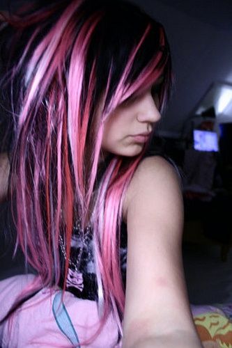 Love the pieciness of the color Pink And Black Hair, Pink And Black, Pink Hair, A Girl, Black Hair, Hair, Pink, Black