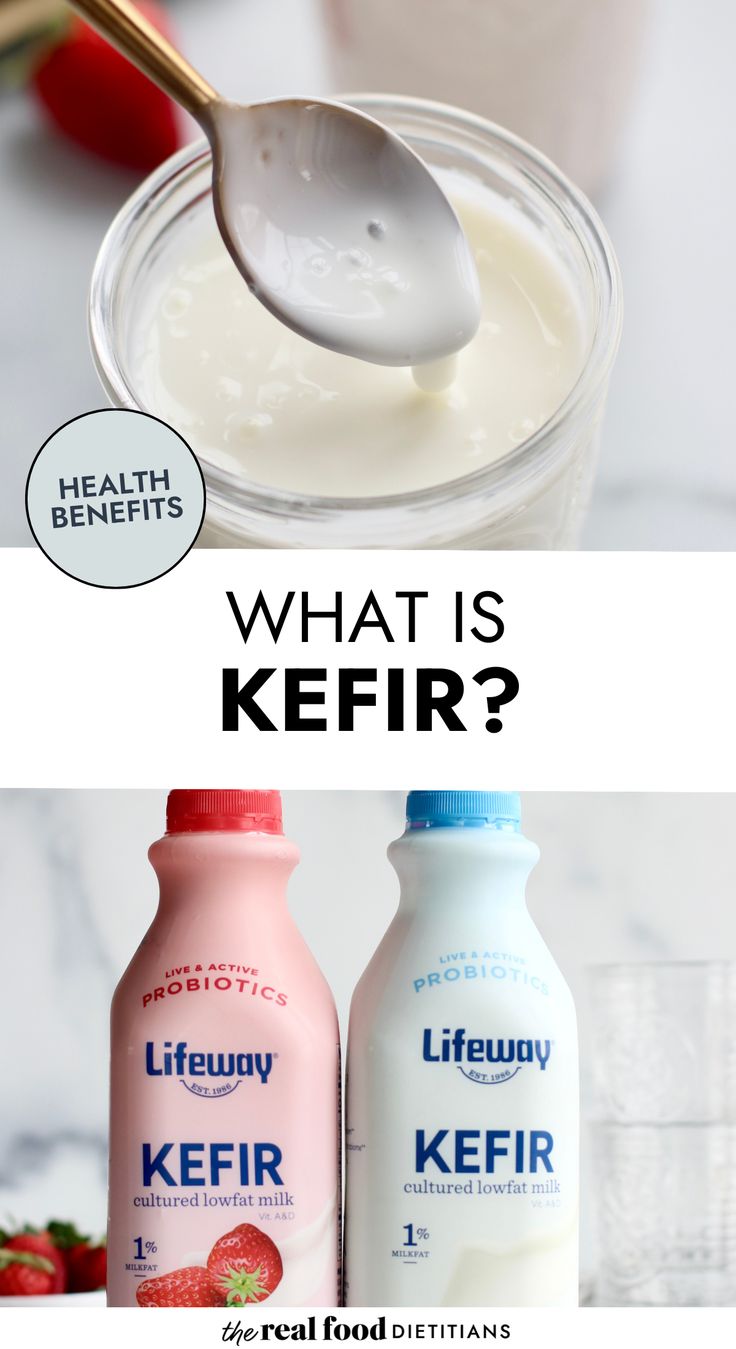 Kefir in a glass with spoon showing thickness; two bottles of Lifeway Kefir Milk Kefir Benefits, What Is Kefir, Benefits Of Kefir, Kefir Benefits, Kefir Yogurt, Dietitian Recipes, Drinkable Yogurt, Kefir Recipes, Fermented Milk