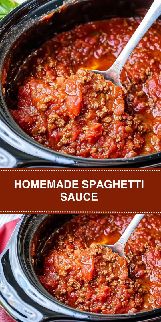 two slow cookers filled with homemade spaghetti sauce and the words homemade spaghetti sauce above them