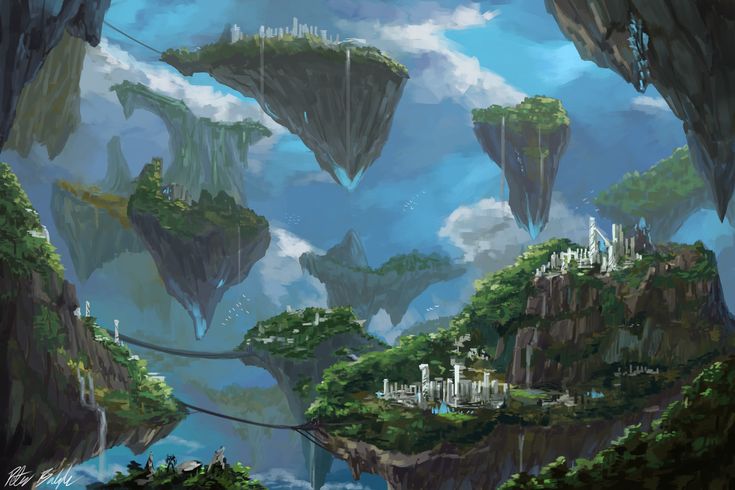 an image of a fantasy landscape with floating islands